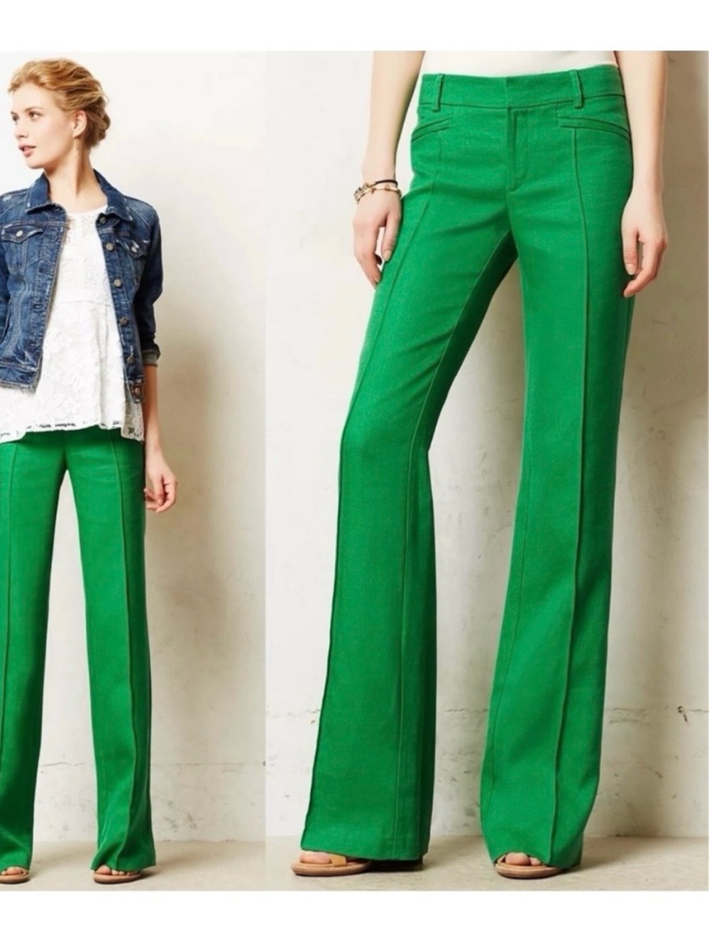 NWOT Anthropologie Elevenses The Brighton Green Pants Size 2